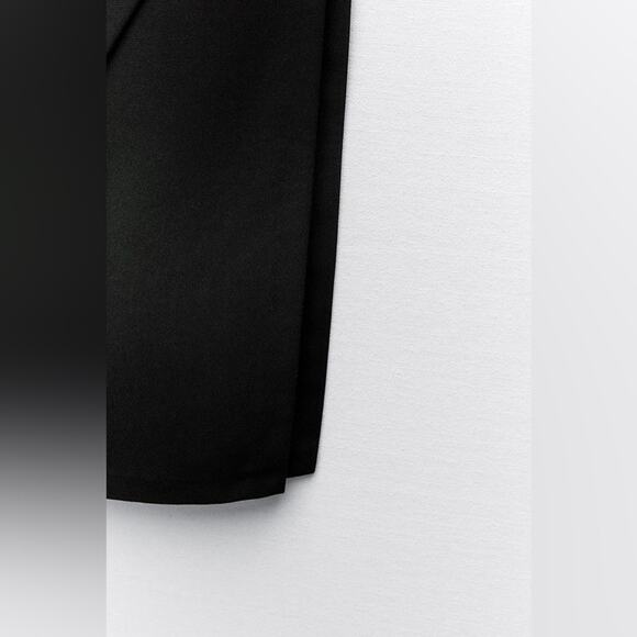 Zara Black DIAGONAL SEAMS CREPE MIDI SKIRT Size Extra Large XL - Picture 7 of 12